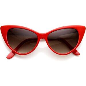 Super Cateyes Vintage Inspired Fashion Mod Chic High Pointed Cat-Eye Sunglasses